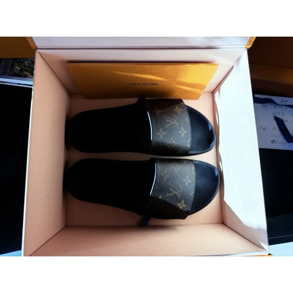 Louis Vuitton Waterfront Mule Monogram Canvas Black Slides Sandals Mens 7.5 W 10